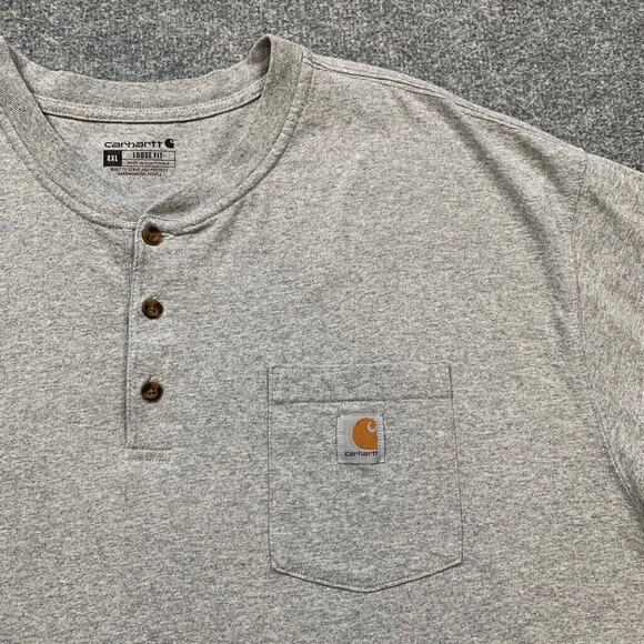 Carhartt T Shirt Mens 4XL Loose Fit Heavyweight Short-Sleeve Pocket Henley - Picture 3 of 10